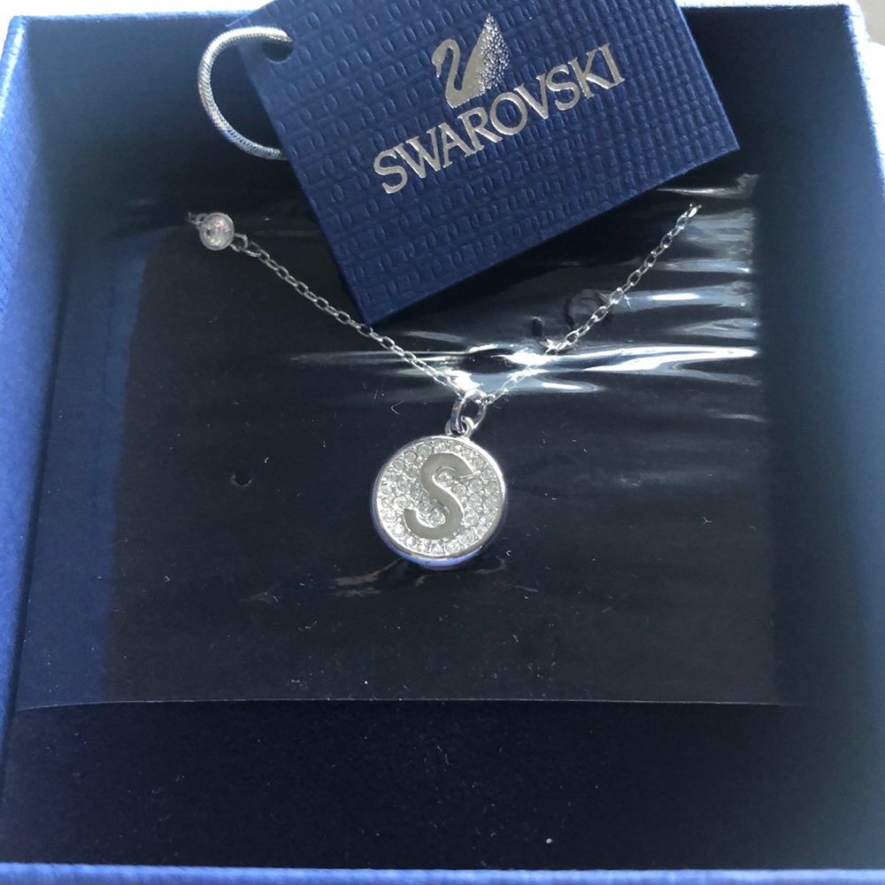 Swarovski crystal initial “S” pendant